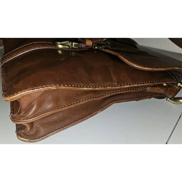 Fossil Leather Messenger Laptop Crossbody Bag Brown 16x10.5x3 - Picture 6 of 13